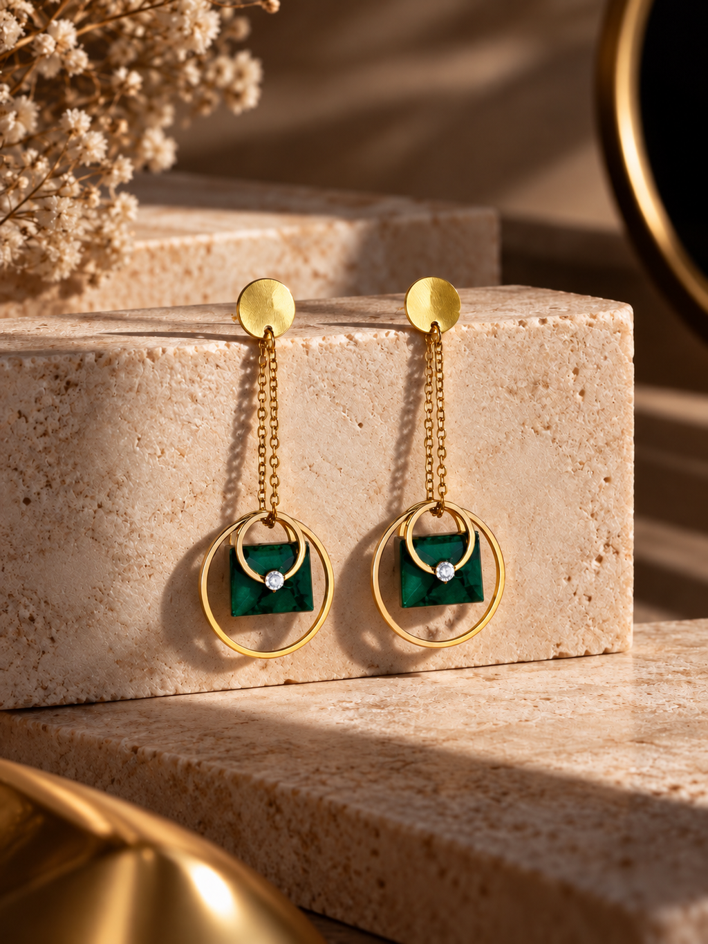 Boucles d’oreilles Séléné Icône N°2 - Marbré vert