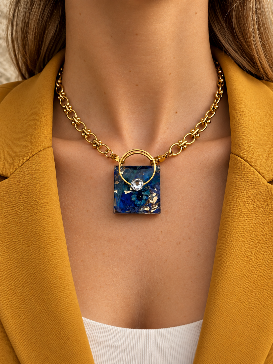 Collier Gaïa Icône N°5 - Fleur bleu