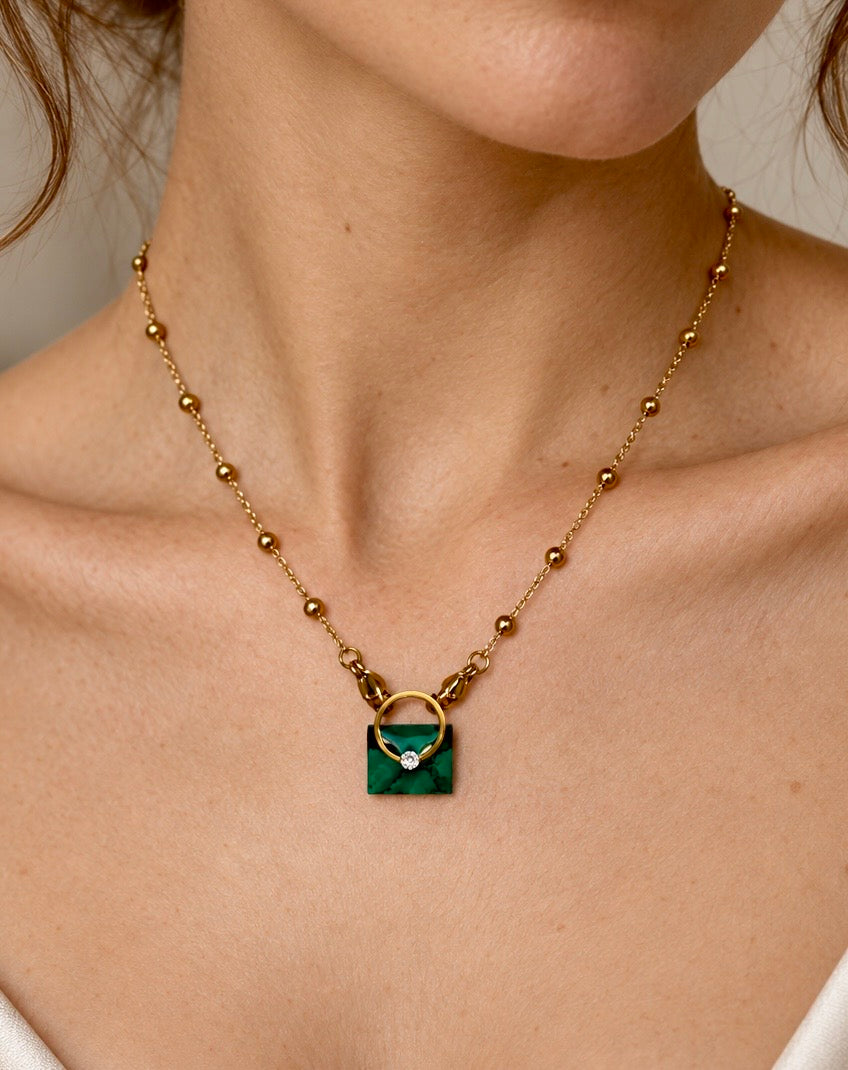 Collier Iris Icône N°2 - Marbré vert