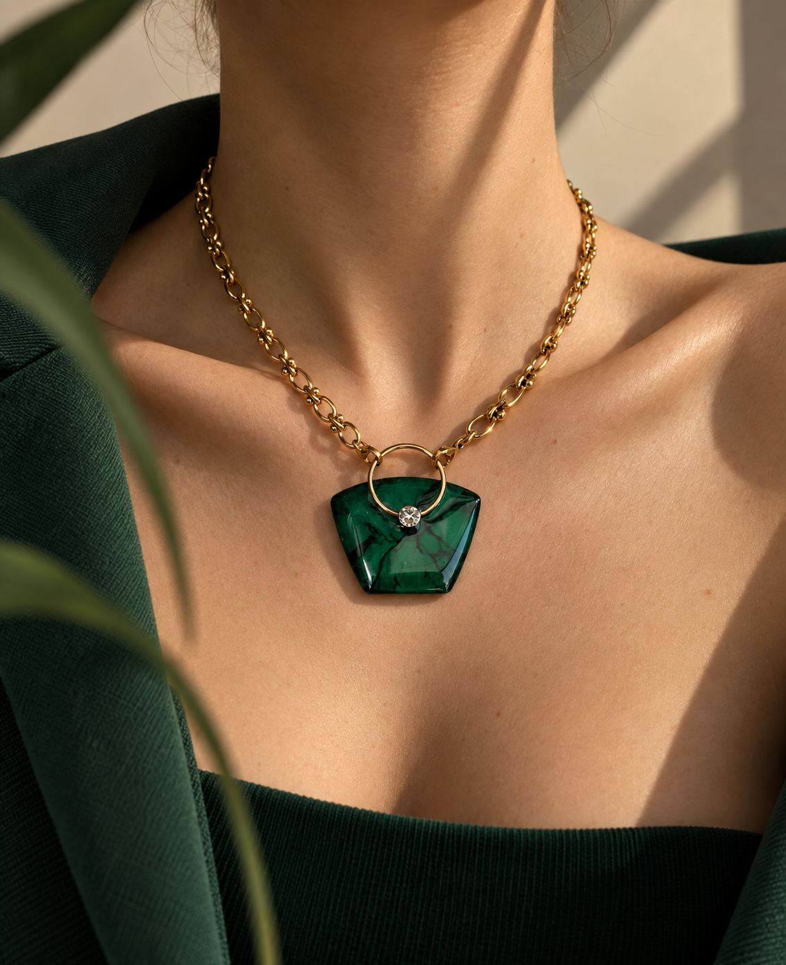 Collier Gaïa Nomade  - Marbé vert