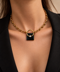 Collier 2 en 1 Gaïa Icône N°4 - Miroir doré/noir