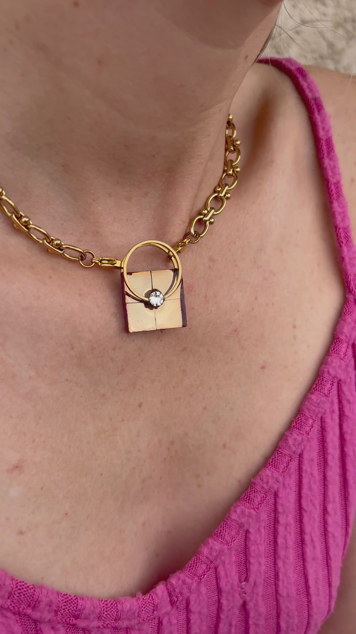 Collier 2 en 1 Gaïa Icône N°4 - Miroir doré/noir