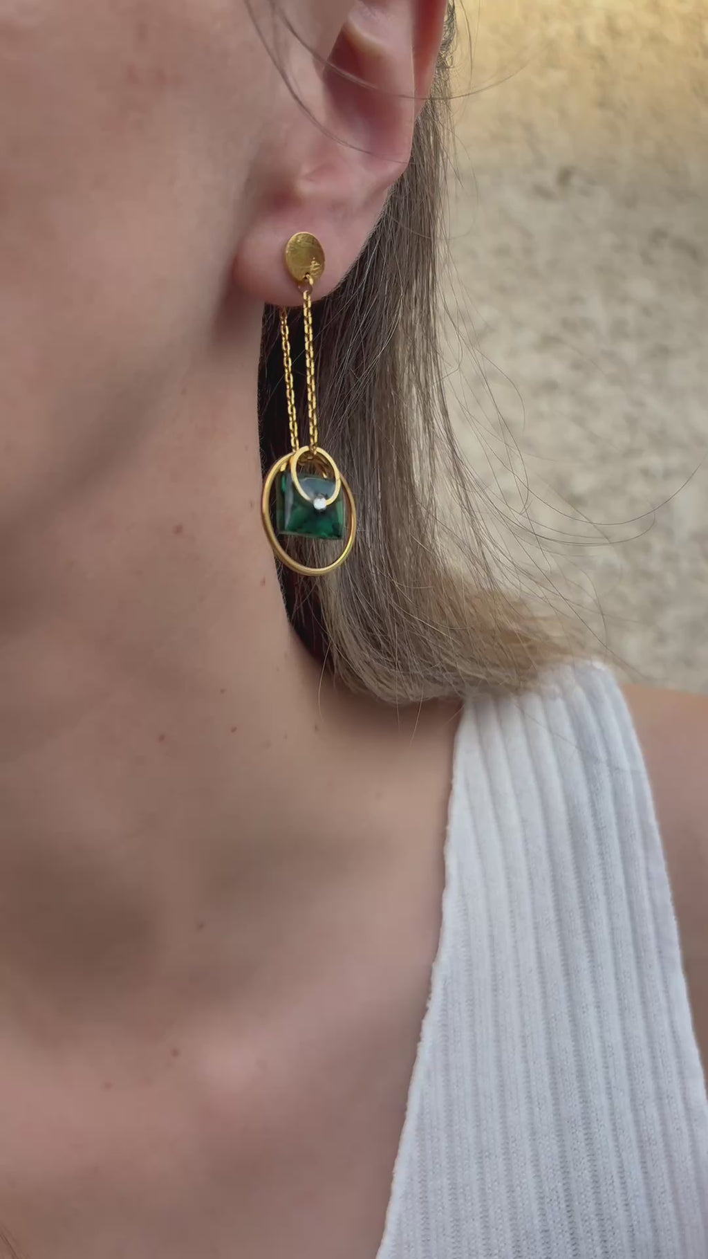 Boucles d’oreilles Séléné Icône N°2 - Marbré vert