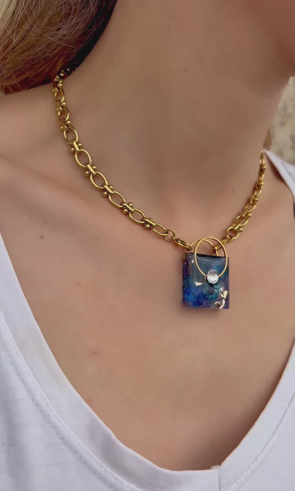 Collier Gaïa Icône N°5 - Fleur bleu