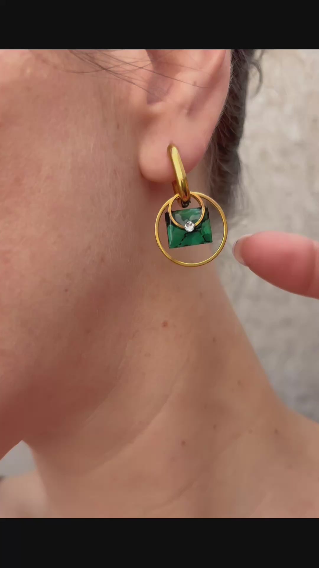 Boucles d’oreilles Héra Icône N°2 - Marbré vert